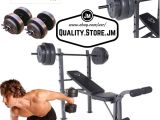 Work Out Benches Weight Bench Set Press with Weights and Bar Dumbells Adjustable Gym