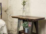 Wrought Iron End Tables Living Room Industrial End Table Made with Live Edge Walnut and Vintage Cast