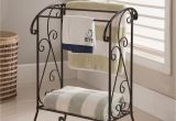 Wrought Iron Wall Mounted Quilt Rack Coffee Brown Metal Free Standing Kitchen Bathroom towel Quilt