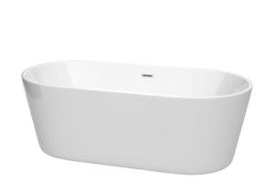 Wyndham Collection Juno White Acrylic Oval Freestanding Bathtub with Center Drain Wyndham Collection Carissa 67 In White with Polished