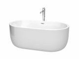 Wyndham Collection Juno White Acrylic Oval Freestanding Bathtub with Center Drain Wyndham Collection Juliette 60 In White with Polished