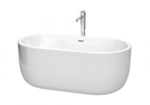 Wyndham Collection Juno White Acrylic Oval Freestanding Bathtub with Center Drain Wyndham Collection Juliette 60 In White with Polished