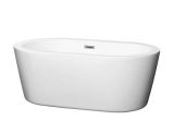 Wyndham Collection Juno White Acrylic Oval Freestanding Bathtub with Center Drain Wyndham Collection Mermaid 60 In White with Brushed Nickel