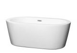 Wyndham Collection Juno White Acrylic Oval Freestanding Bathtub with Center Drain Wyndham Collection Mermaid 60 In White with Polished