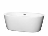 Wyndham Collection Juno White Acrylic Oval Freestanding Bathtub with Center Drain Wyndham Collection Mermaid 60 In White with Polished
