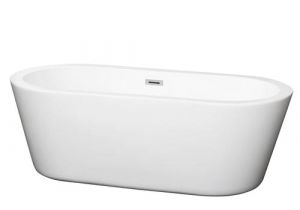 Wyndham Collection Juno White Acrylic Oval Freestanding Bathtub with Center Drain Wyndham Collection Mermaid 67 In White with Polished