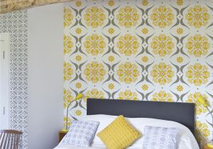Yellow and Grey Bedroom Wallpaper Flower Swirl Wallpaper and Daisy Chain Wallpaper Both From Layla